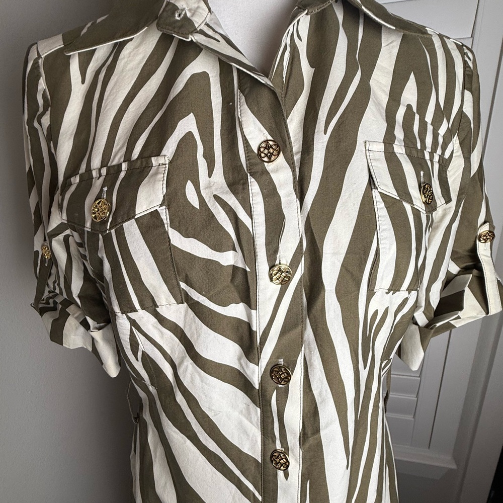 ANTONIO MELANI Olive and White Zebra Print Dress